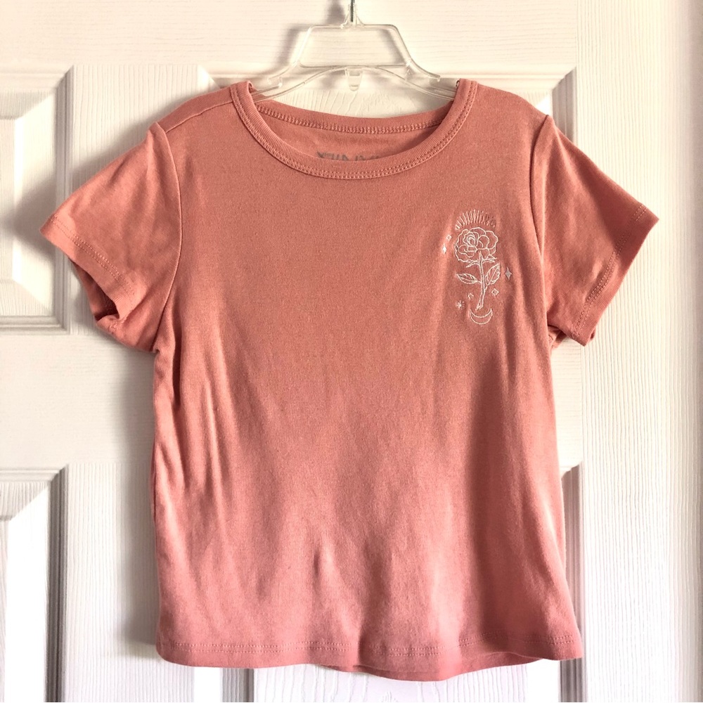 Pink Embroidered Rose Crop Top *New w/o tags*